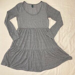 Wild‎ Fable Heather Grey Tiered Midi Dress with Long Sleeves | Stretchy | Comfy